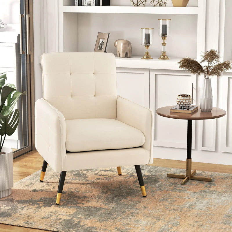 Linen Fabric Accent Chair with Removable Seat Cushion by DirectDeals