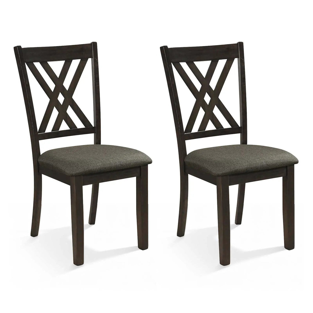 Linen Fabric Upholstered Wooden Dining Chair Set of 2 with Rubber Wood Frame for Dining Room by DirectDeals