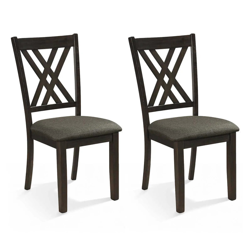 Linen Fabric Upholstered Wooden Dining Chair Set of 2 with Rubber Wood Frame for Dining Room by DirectDeals