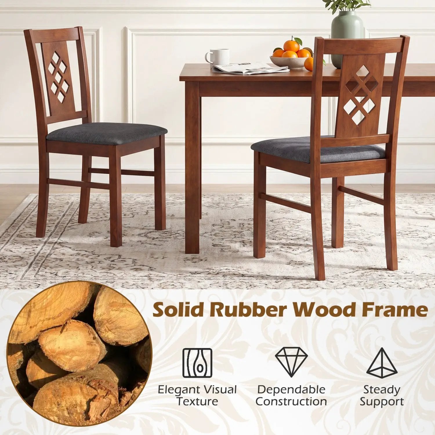 Upholstered Dining Chairs Set of 4 with Wood Frame by DirectDeals