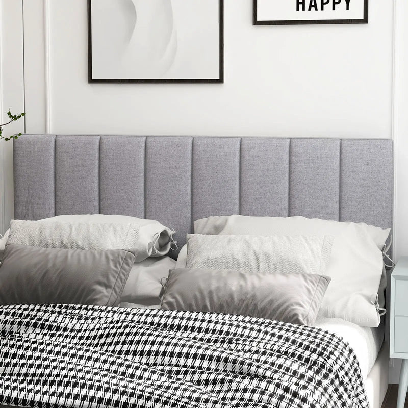 Linen Upholstered Headboard with Solid Wood Legs and Adjustable Width by DirectDeals