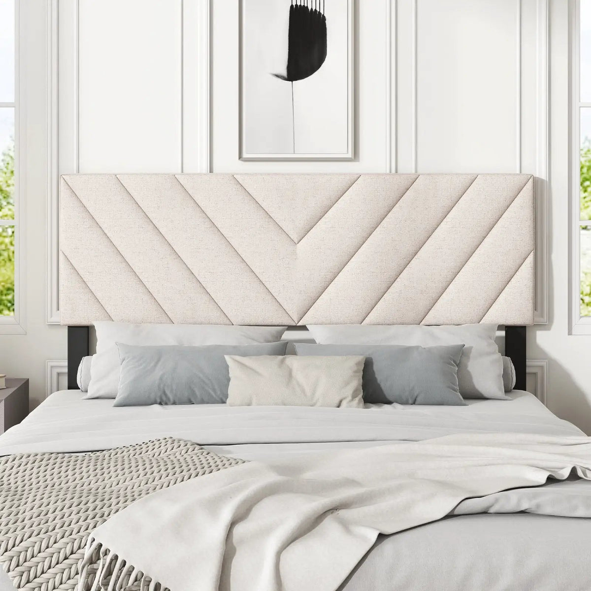 Linen Upholstered Headboard for Full and Queen Size Bed Frames, photo 2 of 9