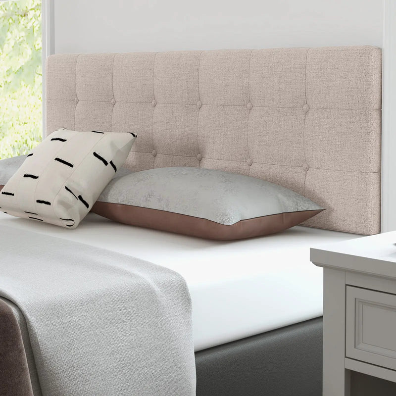 Linen Upholstered Headboard with Solid Rubber Wood Legs by DirectDeals