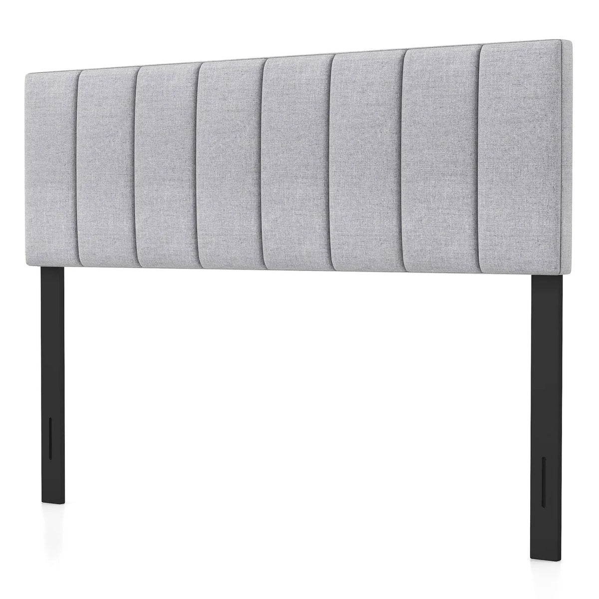 Linen Upholstered Headboard with Solid Wood Legs and Adjustable Width, photo 3 of 9