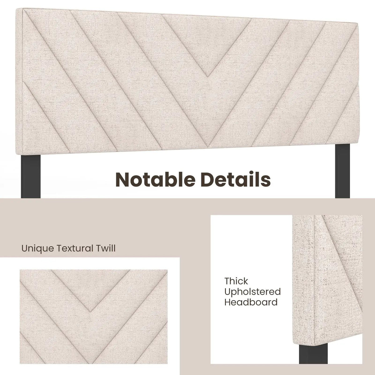Linen Upholstered Headboard for Full and Queen Size Bed Frames, photo 6 of 9