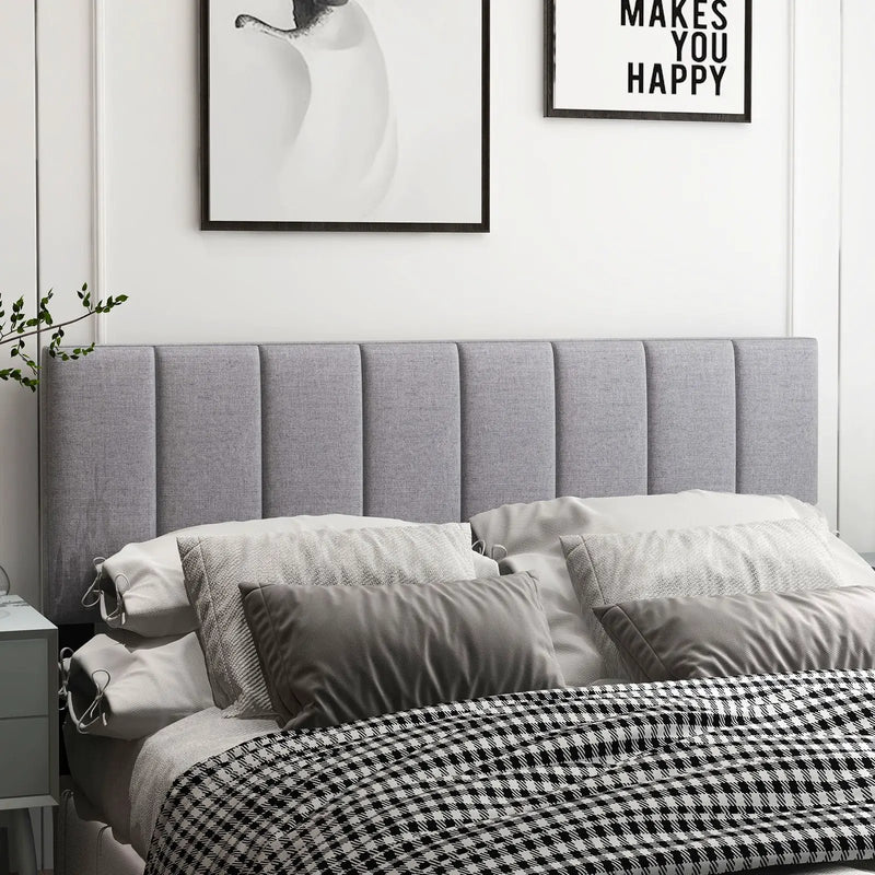 Linen Upholstered Headboard with Solid Wood Legs and Adjustable Width by DirectDeals