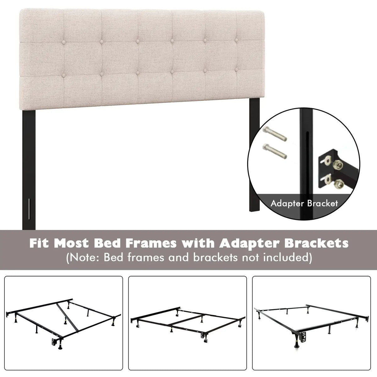 Linen Upholstered Headboard with Solid Rubber Wood Legs, photo 7 of 9