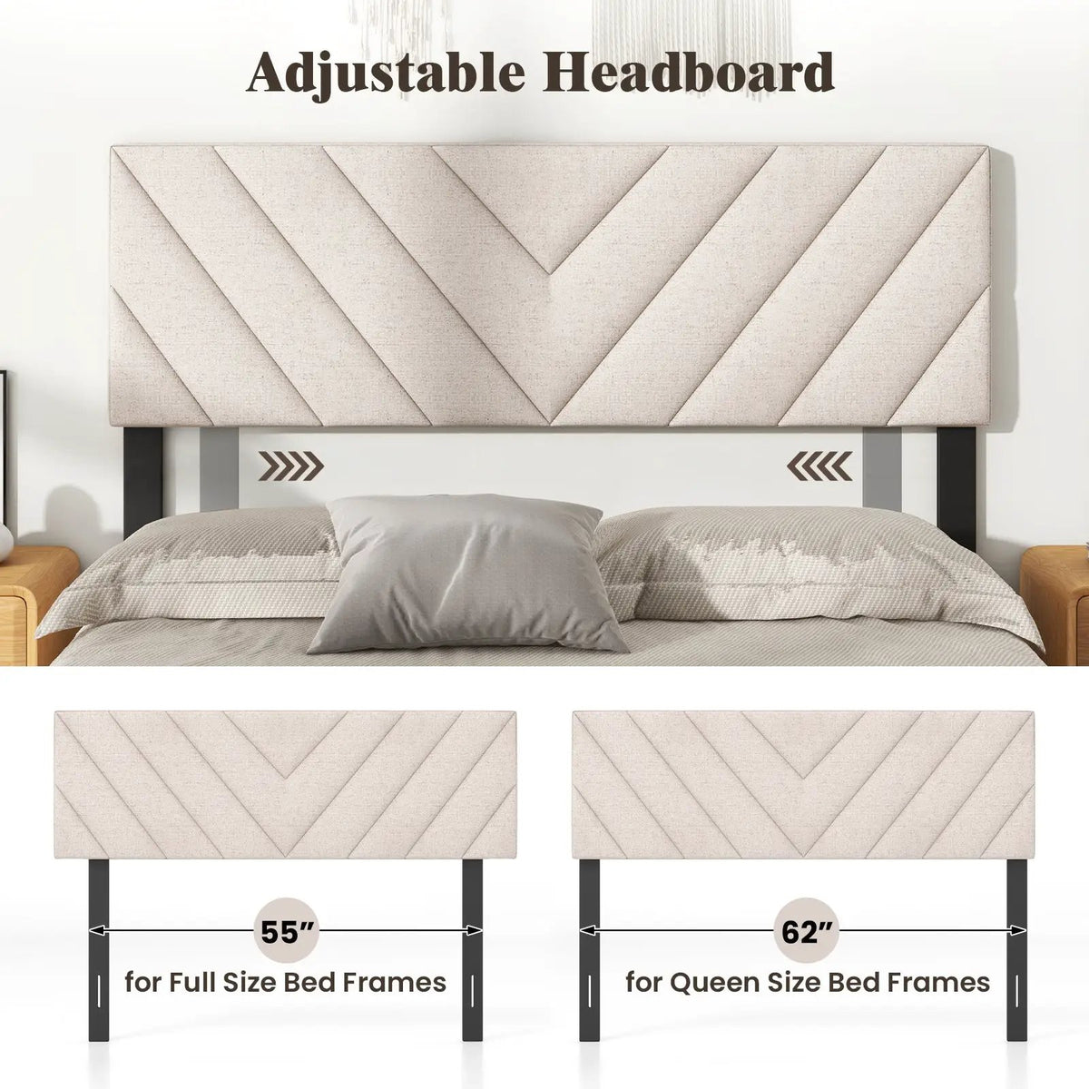 Linen Upholstered Headboard for Full and Queen Size Bed Frames, photo 8 of 9