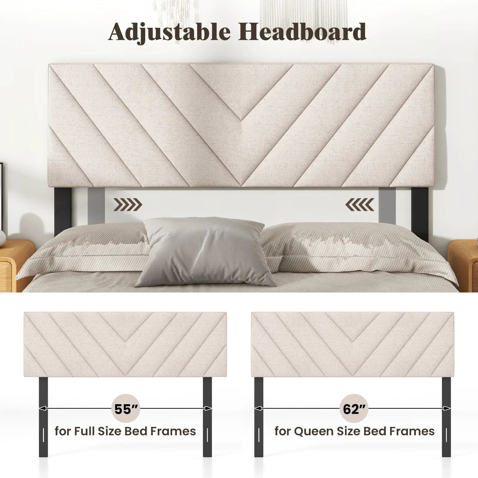 Linen Upholstered Headboard for Full and Queen Size Bed Frames by DirectDeals