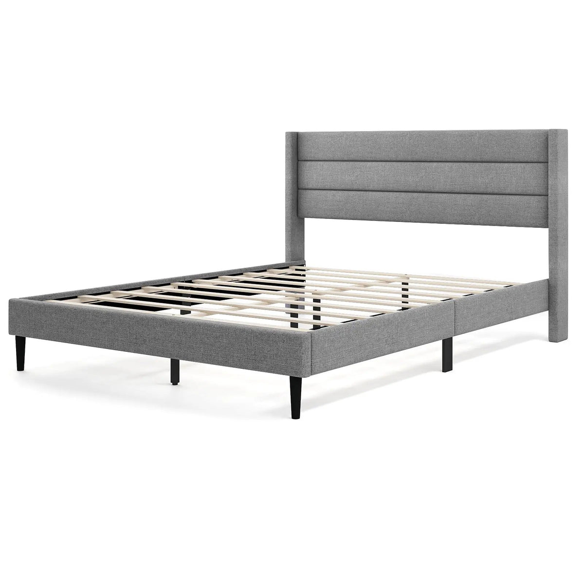 Linen Upholstered Platform Twin/Queen Bed Frame with Wingback Headboard, photo 3 of 9