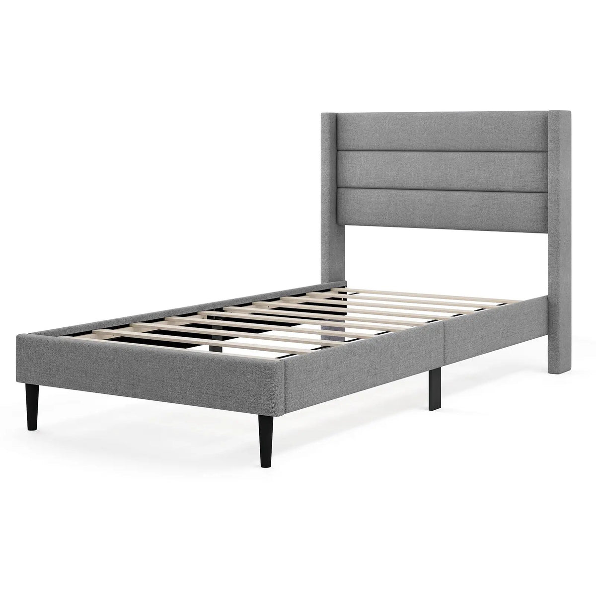 Linen Upholstered Platform Twin/Queen Bed Frame with Wingback Headboard, photo 9 of 9