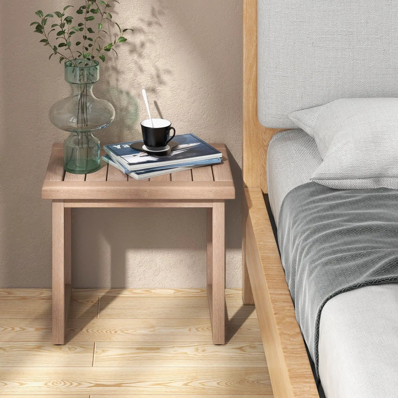 Long Natural Wood Bath Spa Stool with Non-slip Foot Pads for Elderly by DirectDeals