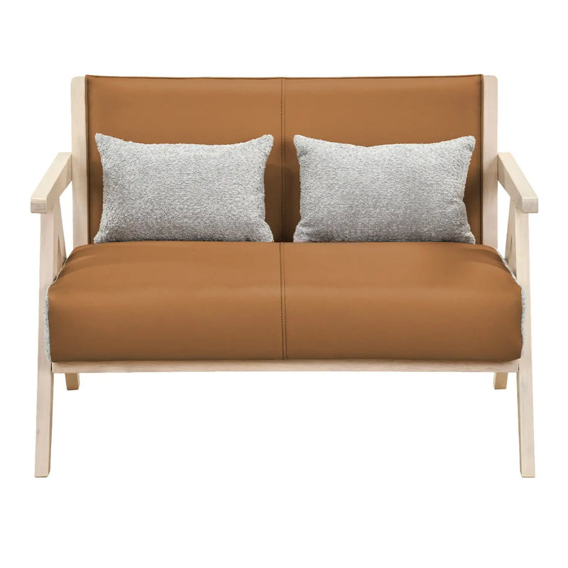 Loveseat Sofa for Small Spaces with Throw Pillows Rubber Wood Frame Padded Seat by DirectDeals