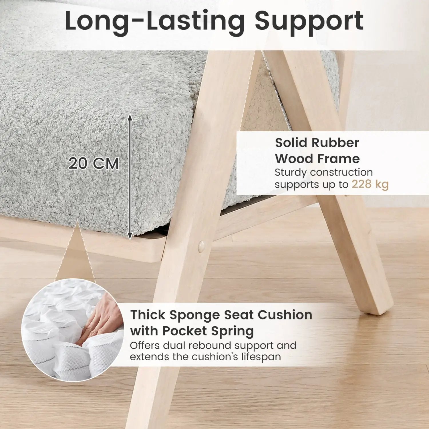 Loveseat Sofa for Small Spaces with Throw Pillows Rubber Wood Frame Padded Seat by DirectDeals
