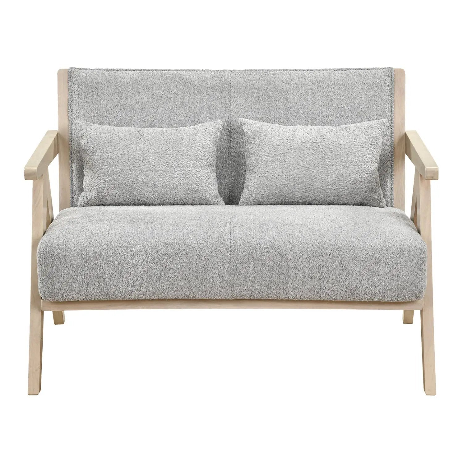 Loveseat Sofa for Small Spaces with Throw Pillows Rubber Wood Frame Padded Seat by DirectDeals