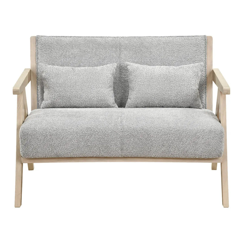 Loveseat Sofa for Small Spaces with Throw Pillows Rubber Wood Frame Padded Seat by DirectDeals