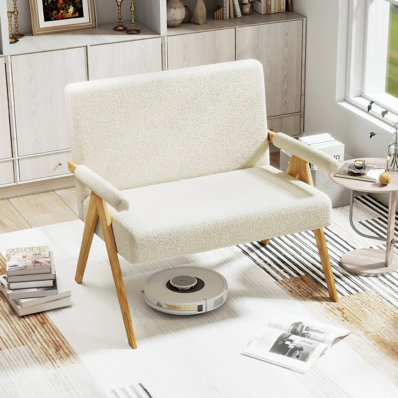 Loveseat Sofa with Armrests and Wooden Legs by DirectDeals
