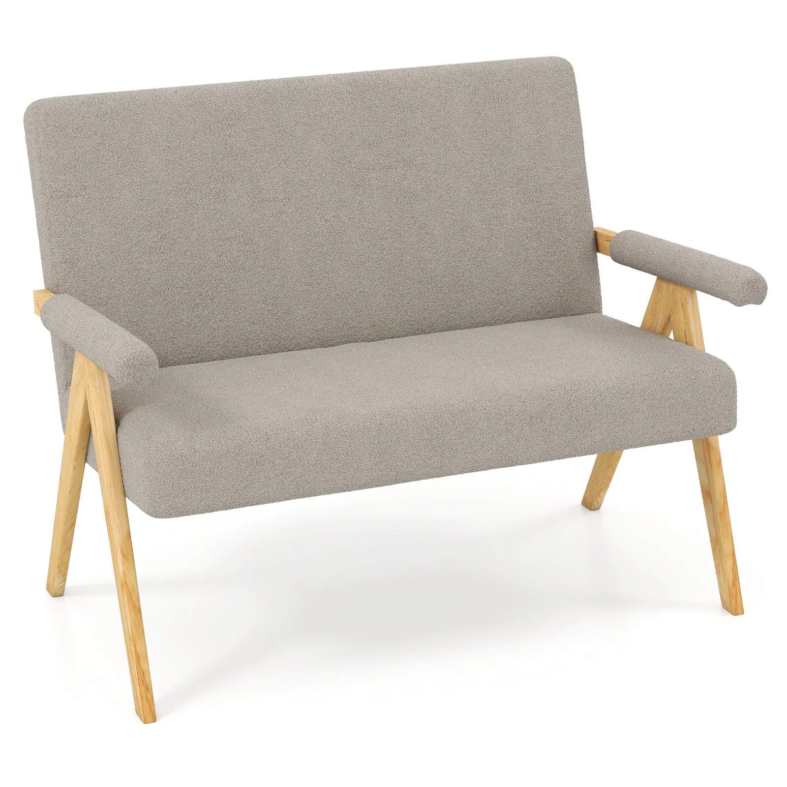 Loveseat Sofa with Armrests and Wooden Legs by DirectDeals