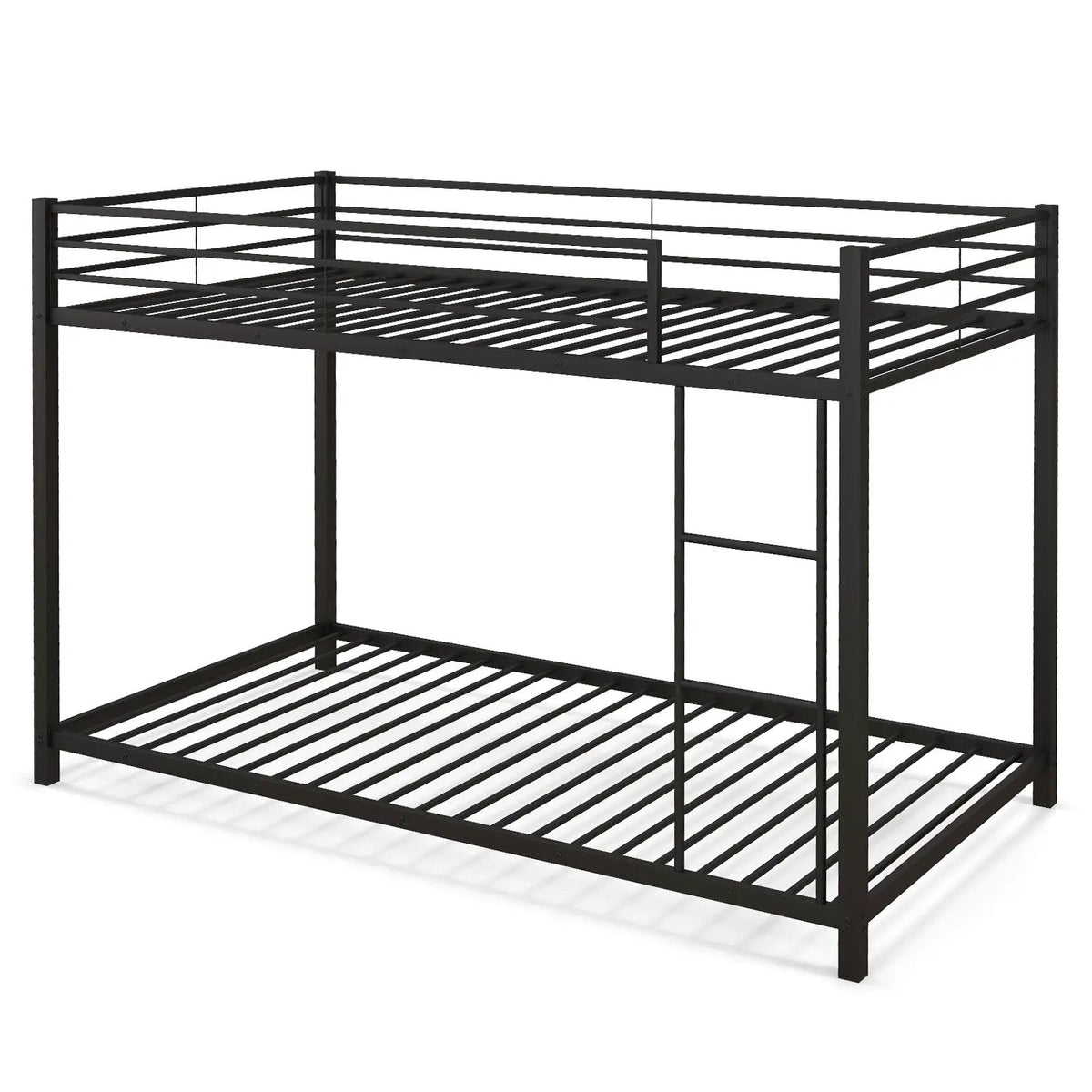 Low Profile Twin Over Twin Metal Bunk Bed with Full-length Guardrails, photo 3 of 10