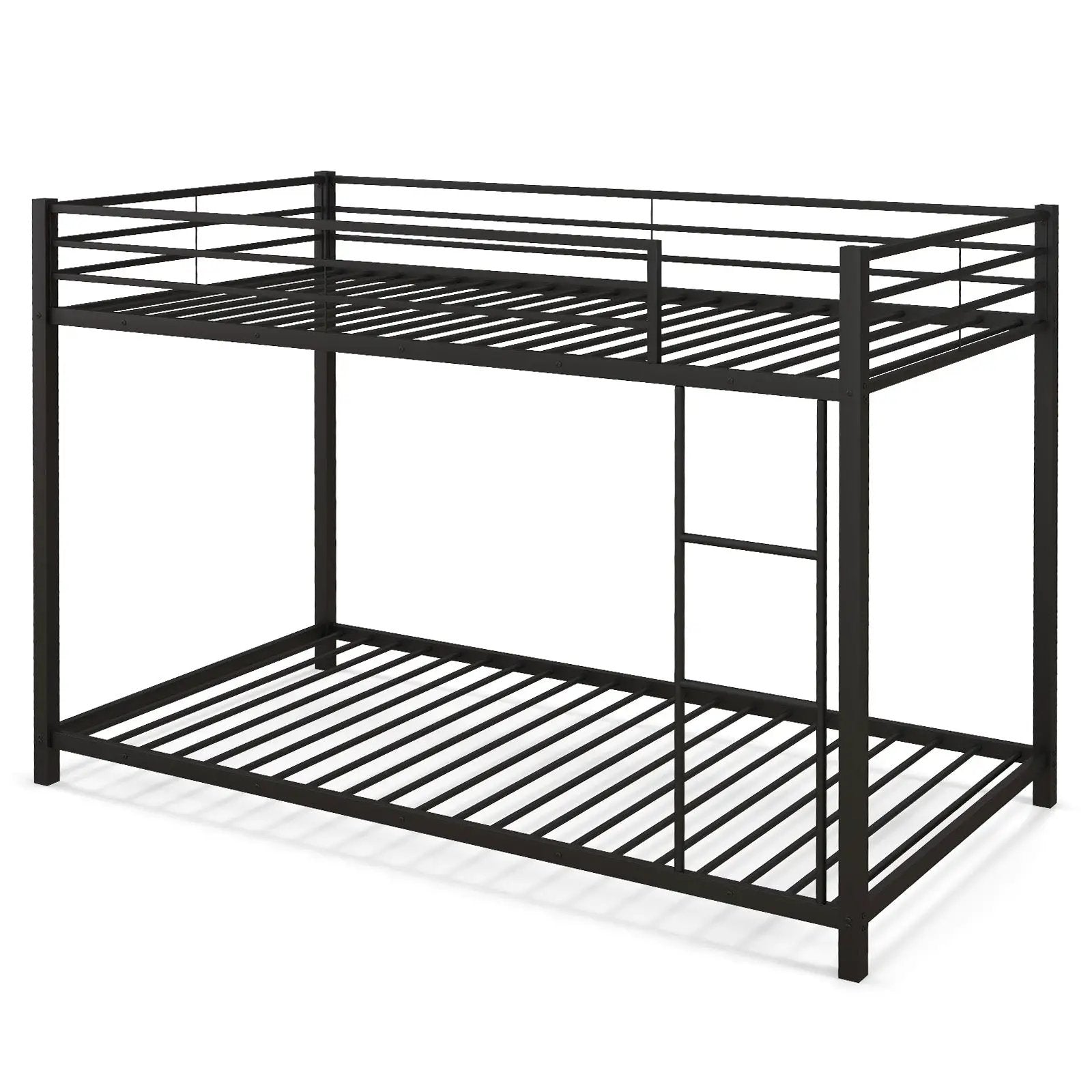 Low Profile Twin Over Twin Metal Bunk Bed with Full-length Guardrails by DirectDeals