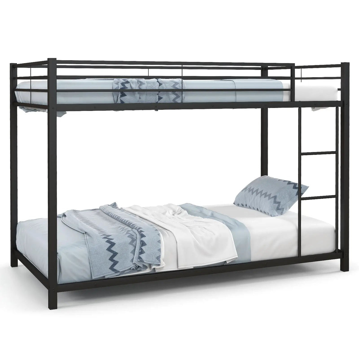 Low Profile Twin Over Twin Metal Bunk Bed with Full-length Guardrails, photo 4 of 10