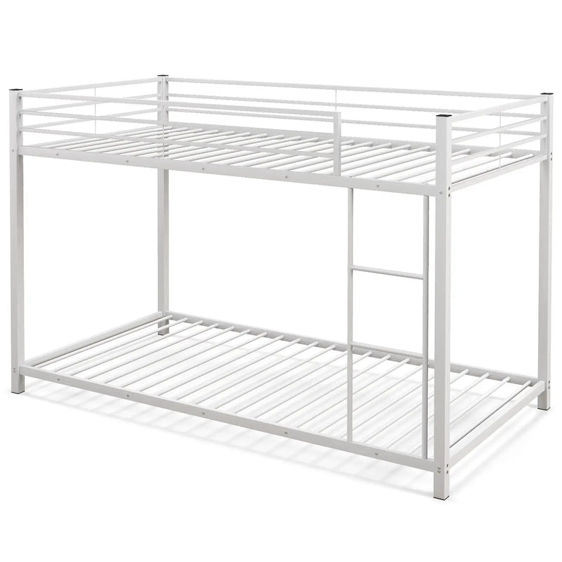 Low Profile Twin Over Twin Metal Bunk Bed with Full-length Guardrails by DirectDeals