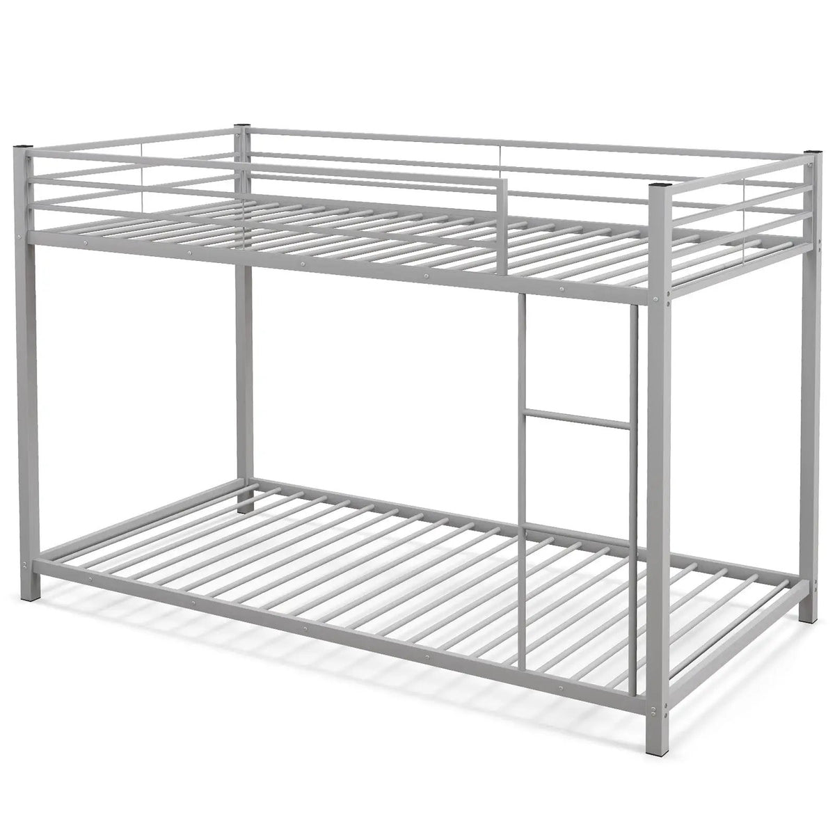 Low Profile Twin Over Twin Metal Bunk Bed with Full-length Guardrails, photo 9 of 10