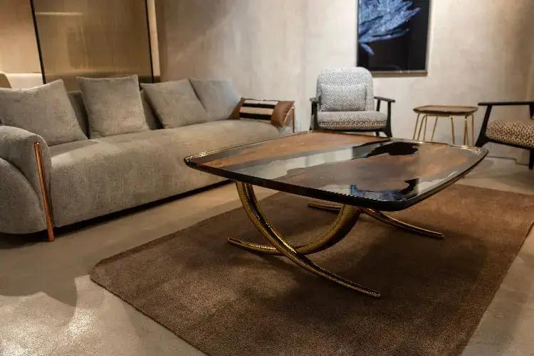 Luxurious Ivory Shaped Epoxy Resin Dining Room Coffee Table, photo 7 of 11