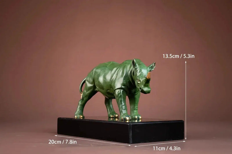 Luxury Green Rhinoceros Statue Decorative Animal Sculpture for Home & Office Decor, photo 3 of 6