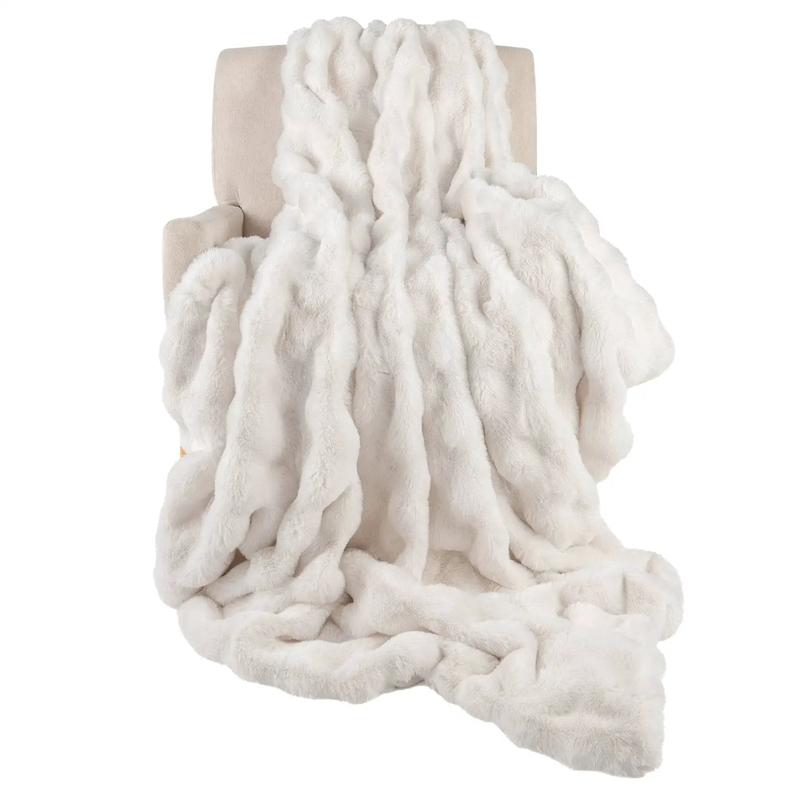 Luxury Fuzzy Plush Rabbit Fur Bubble Blanket for Armchair by DirectDeals