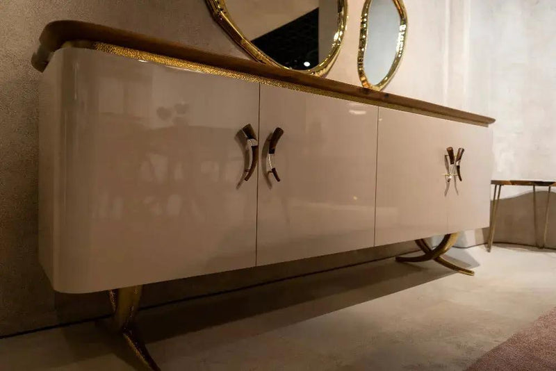 Resin and Walnut Credenza - Modern Sideboard | Ivory Collection by Gizz