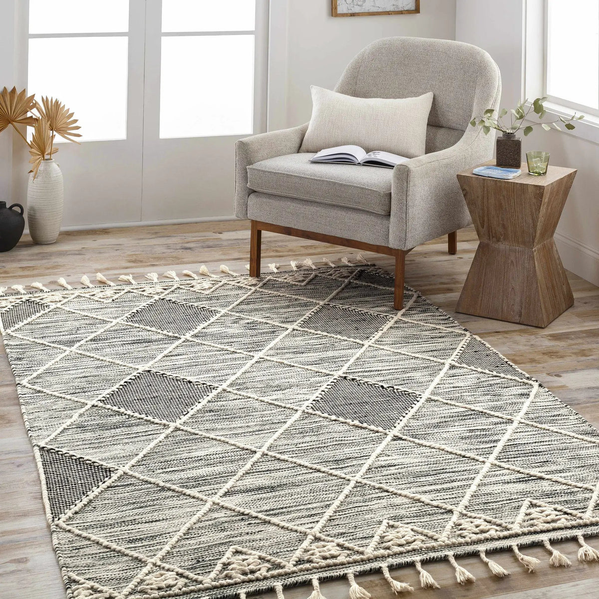 Mabua Tasseled Jute&Wool Rug - Clearance, installed in a room