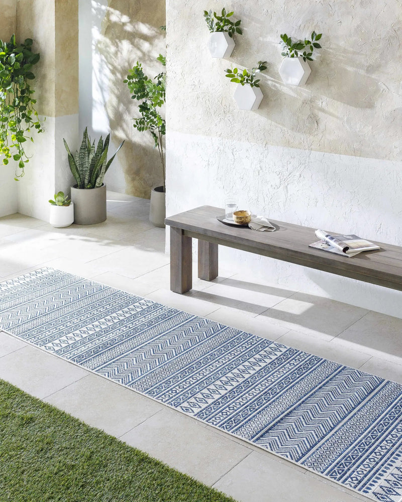 Madras Light Blue Green All Over Performance Outdoor Area Rug by Boutique Rugs