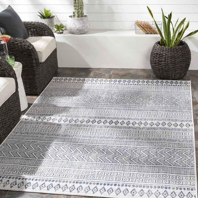 Madras Light Blue Green All Over Performance Outdoor Area Rug by Boutique Rugs