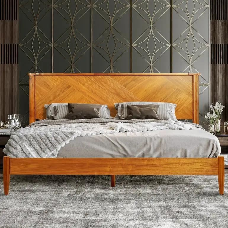 Panthera Solid Wood Bed Frame With Headboard by Megsu