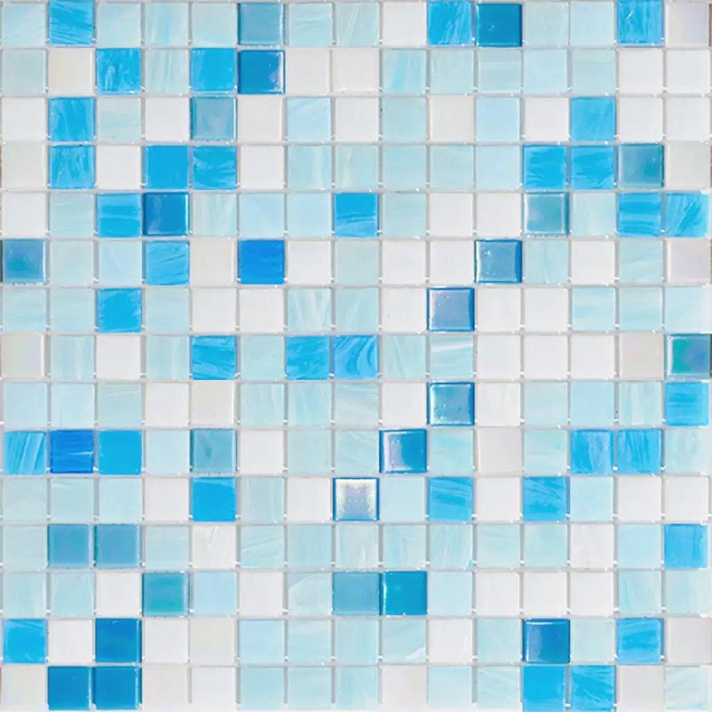 White Blue 12x12 Glossy Uniform Square Glass Mosaic Tile (20 pack, 20 sq ft/case) by Apollo Tile