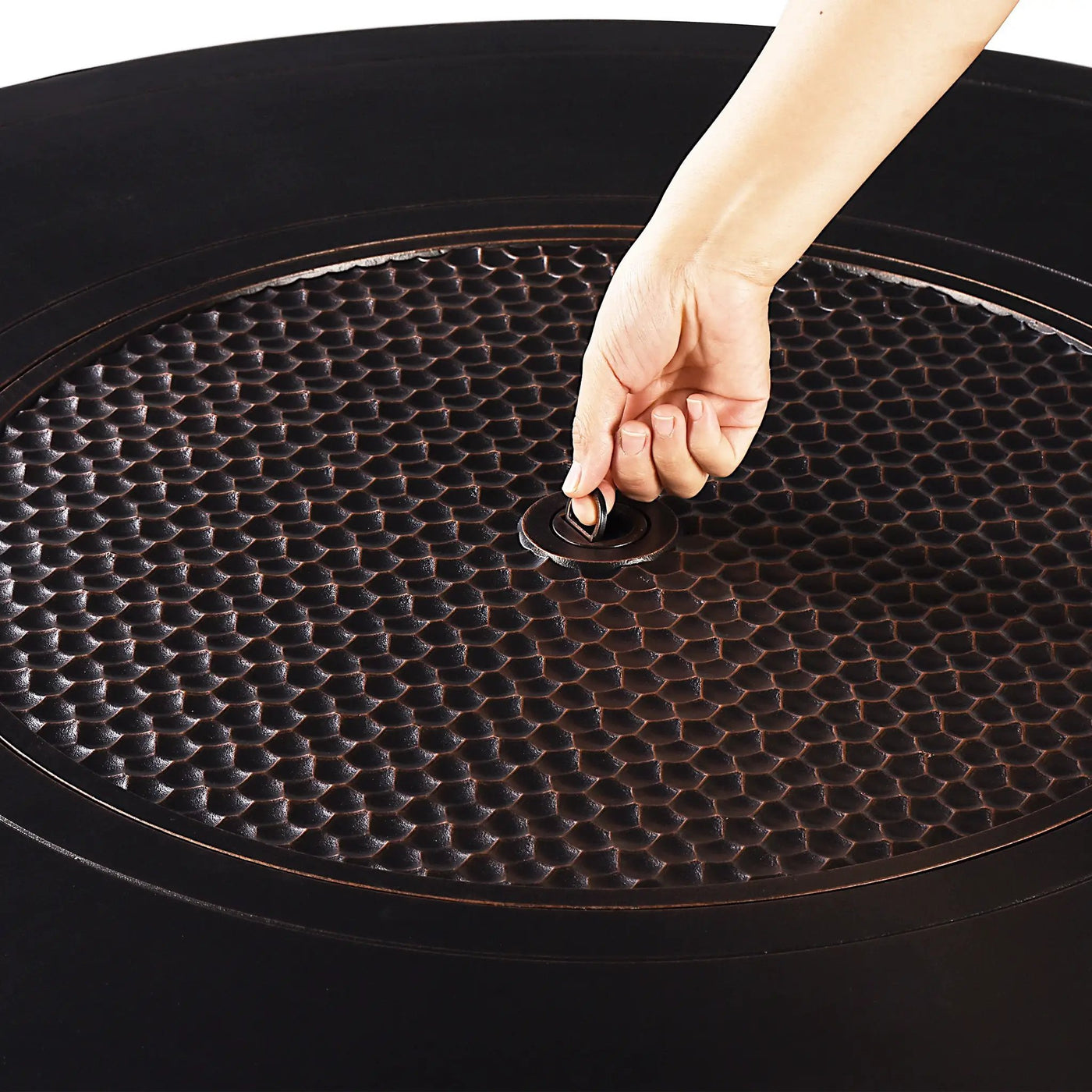 Aluminum 44-in Round Propane Fire Table with Beads, Covers and Lid by Sharicks