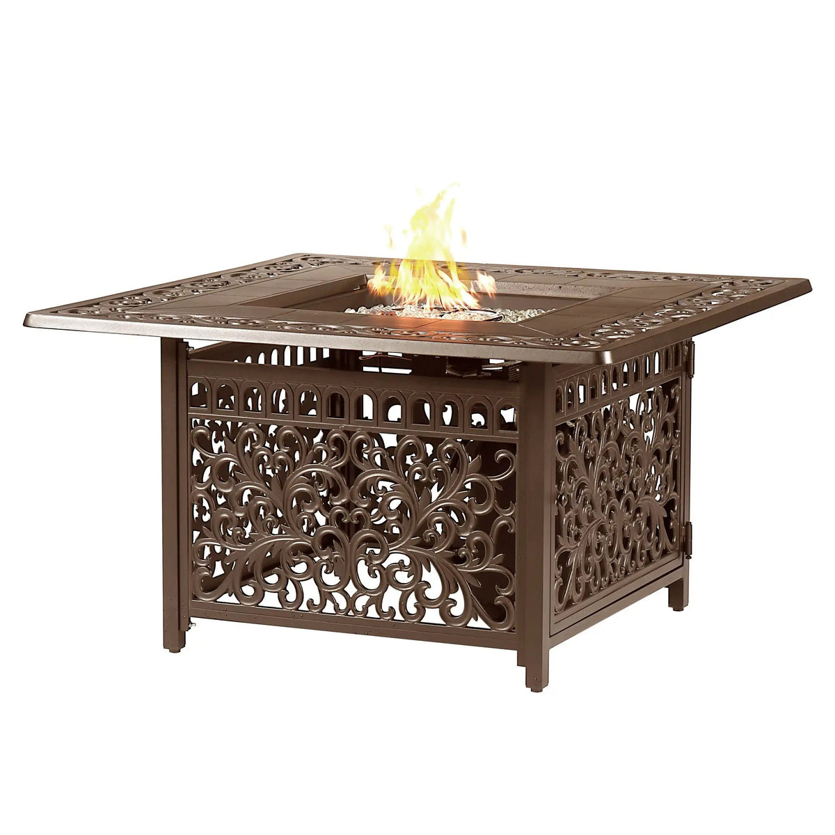 Aluminum 42-in Square Propane Fire Table with Beads, Covers and Lid by Sharicks