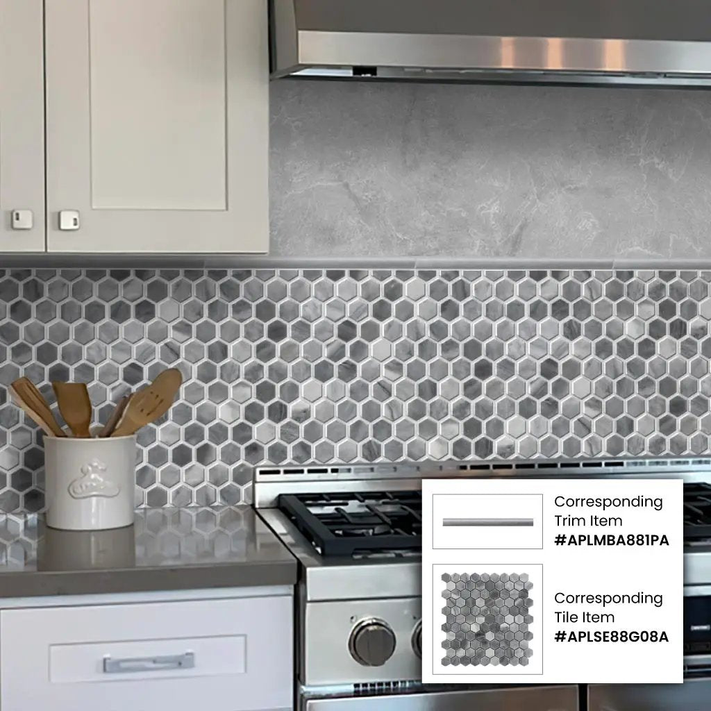 Gray 11x12 Polished Hexagon Bardiglio Nuvolato Marble Mosaic Tile (5 pack, 4.71 sq ft/case) by Apollo Tile