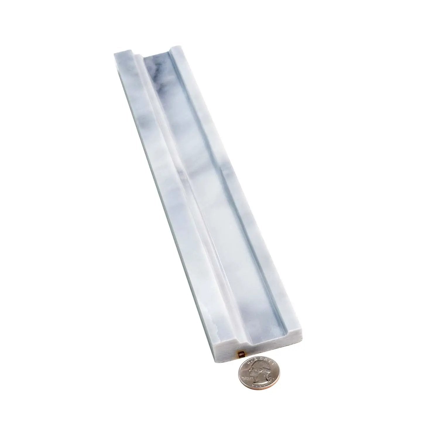 Gray 2x12 Polished Bardiglio Nuvolato Chair Rail Marble Tile Trim (10 pack, 1.667 sq ft/case) by Apollo Tile