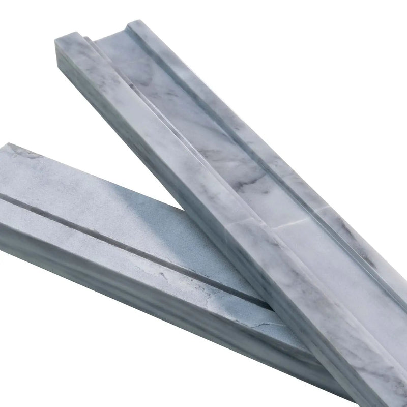 Gray 2x12 Polished Bardiglio Nuvolato Chair Rail Marble Tile Trim (10 pack, 1.667 sq ft/case) by Apollo Tile