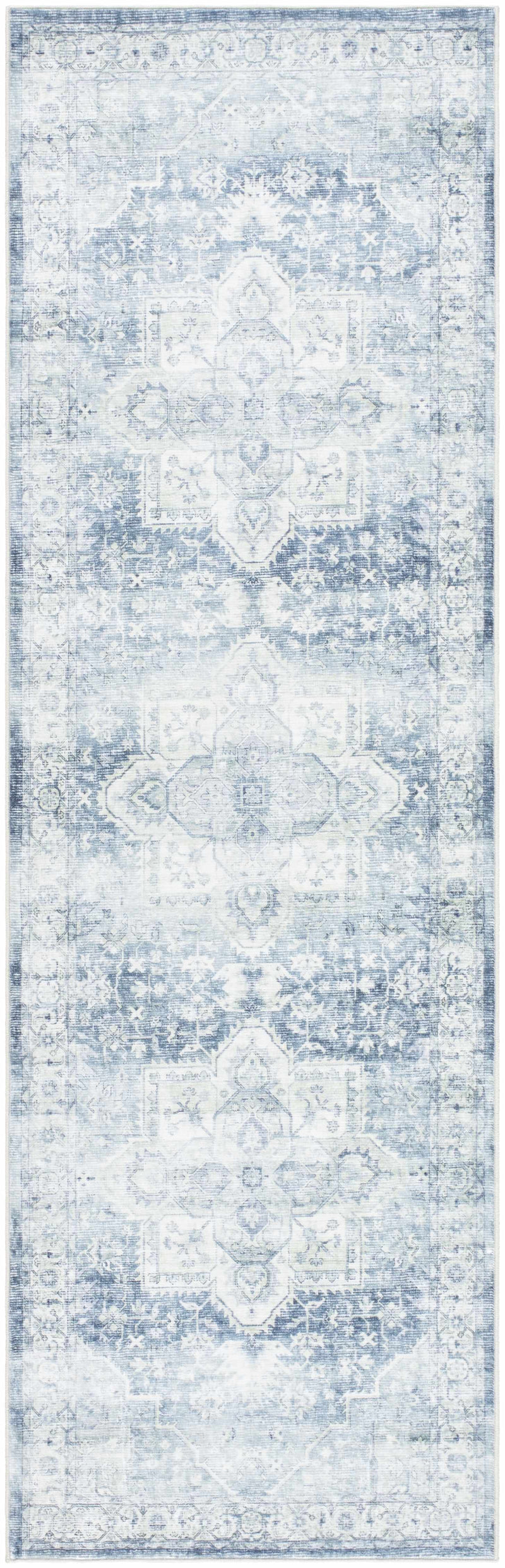 Mauro Navy Medallion Washable Area Rug - Clearance by Boutique Rugs