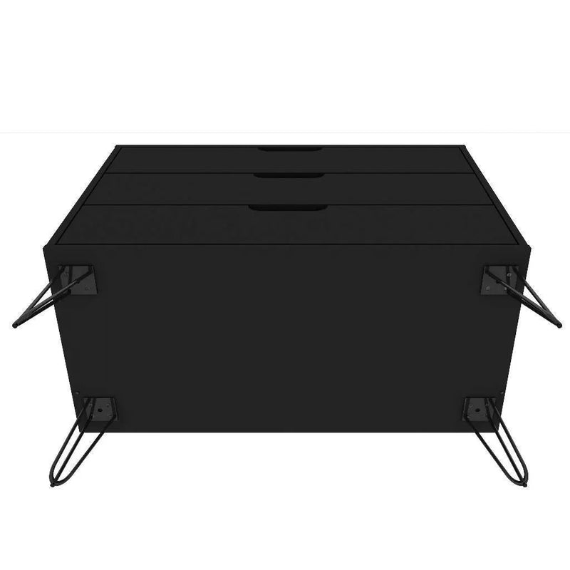 Modern Scandinavian Style Bedroom 3-Drawer Dresser in Black Wood Finish by HomePacific