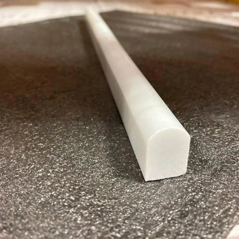 White 0.5x12 Honed Bianco Carrara Pencil Marble Tile Trim (10 pack, 0.5 sq ft/case) by Apollo Tile