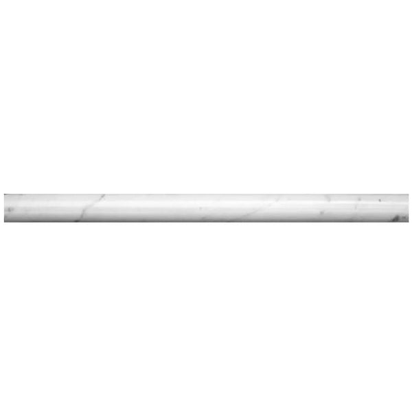White 0.5x12 Honed Bianco Carrara Pencil Marble Tile Trim (10 pack, 0.5 sq ft/case)