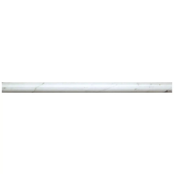 White 0.5x12 Polished Bianco Carrara Pencil Marble Tile Trim (10 pack, 0.5 sq ft/case)