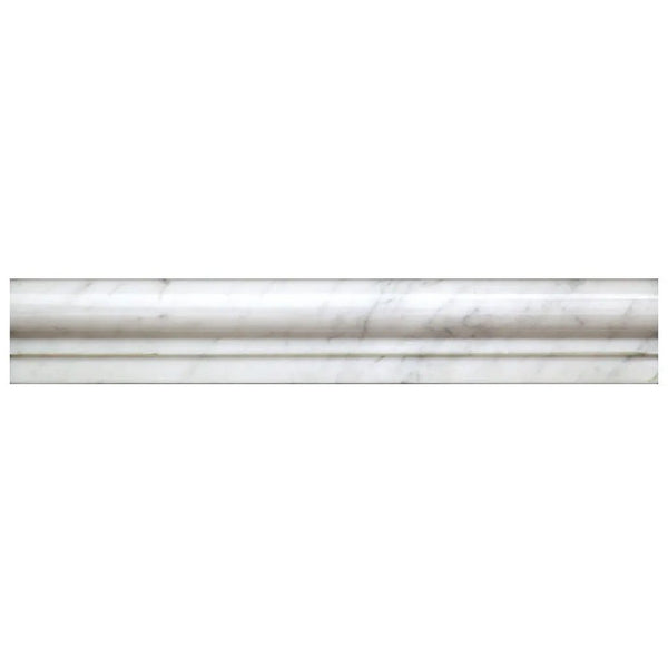 White 2x12 Bianco Carrara Polished Chair Rail Marble Tile Trim (10 pack, 1.667 sq ft/case)