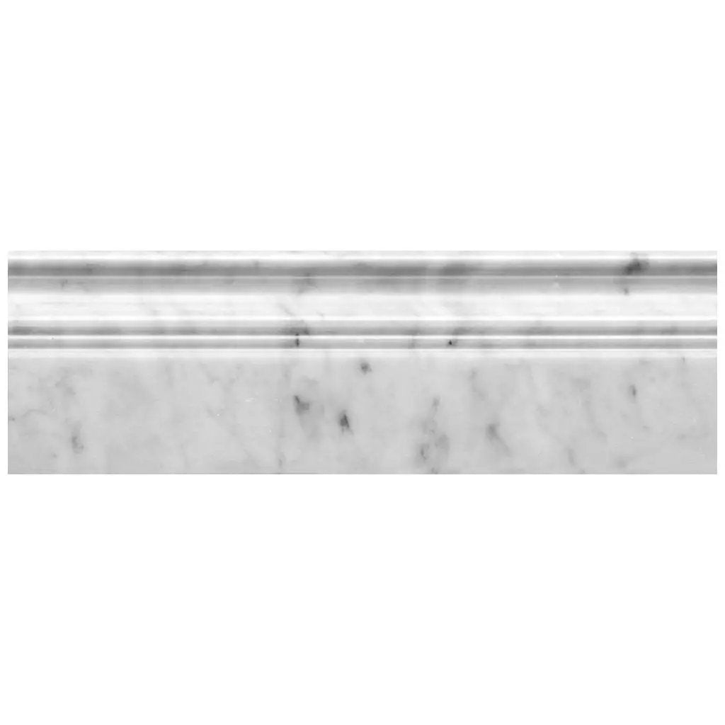 White 4x12 Bianco Carrara Polished Baseboard Marble Tile Trim (10 pack, 3.33 sq ft/case) by Apollo Tile