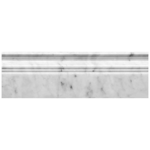 White 4x12 Bianco Carrara Polished Baseboard Marble Tile Trim (10 pack, 3.33 sq ft/case)
