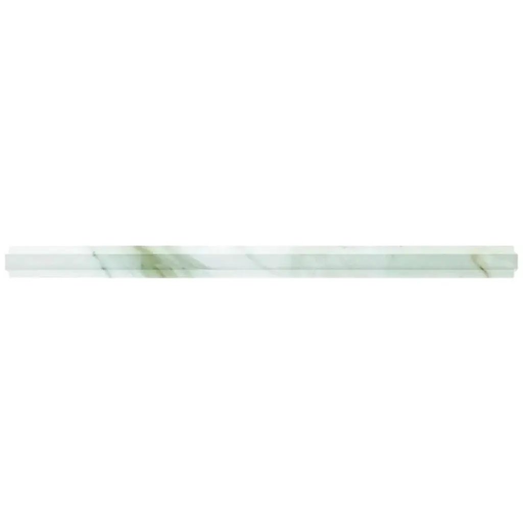 Snow White 0.8x12 Polished Calacatta Gold Pencil Marble Tile Trim (10 pack, 0.667 sq ft/case) by Apollo Tile